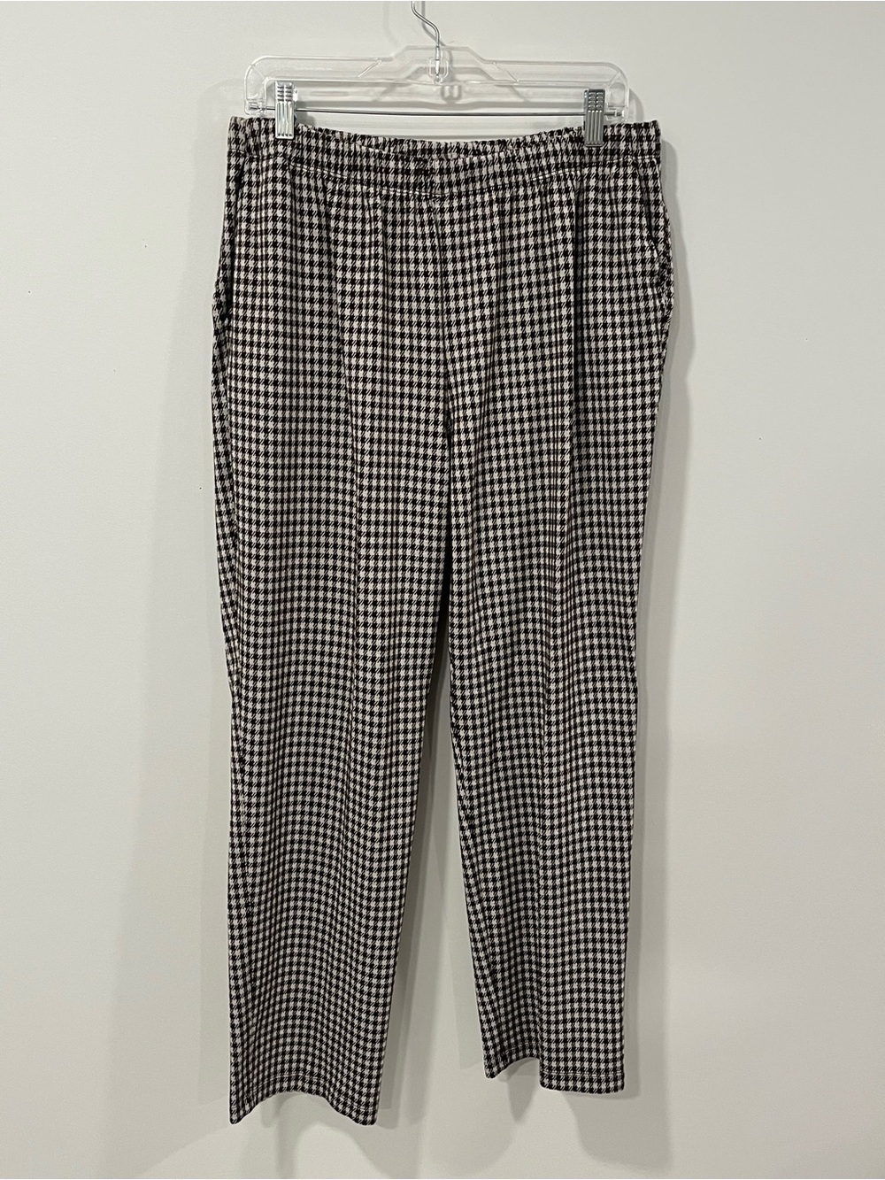 Lands' End Brown & White Houndstooth Pull-On Pants
